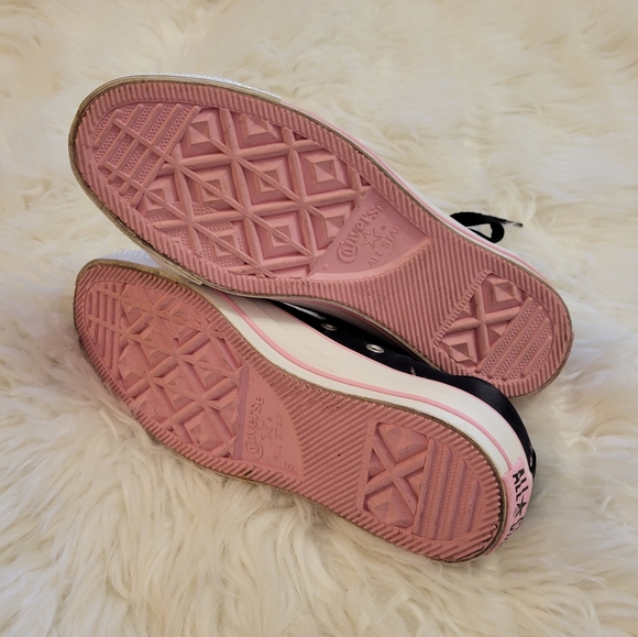Converse All Stars Pink Floral & Black Satin Sneakers - Picture 6 of 7